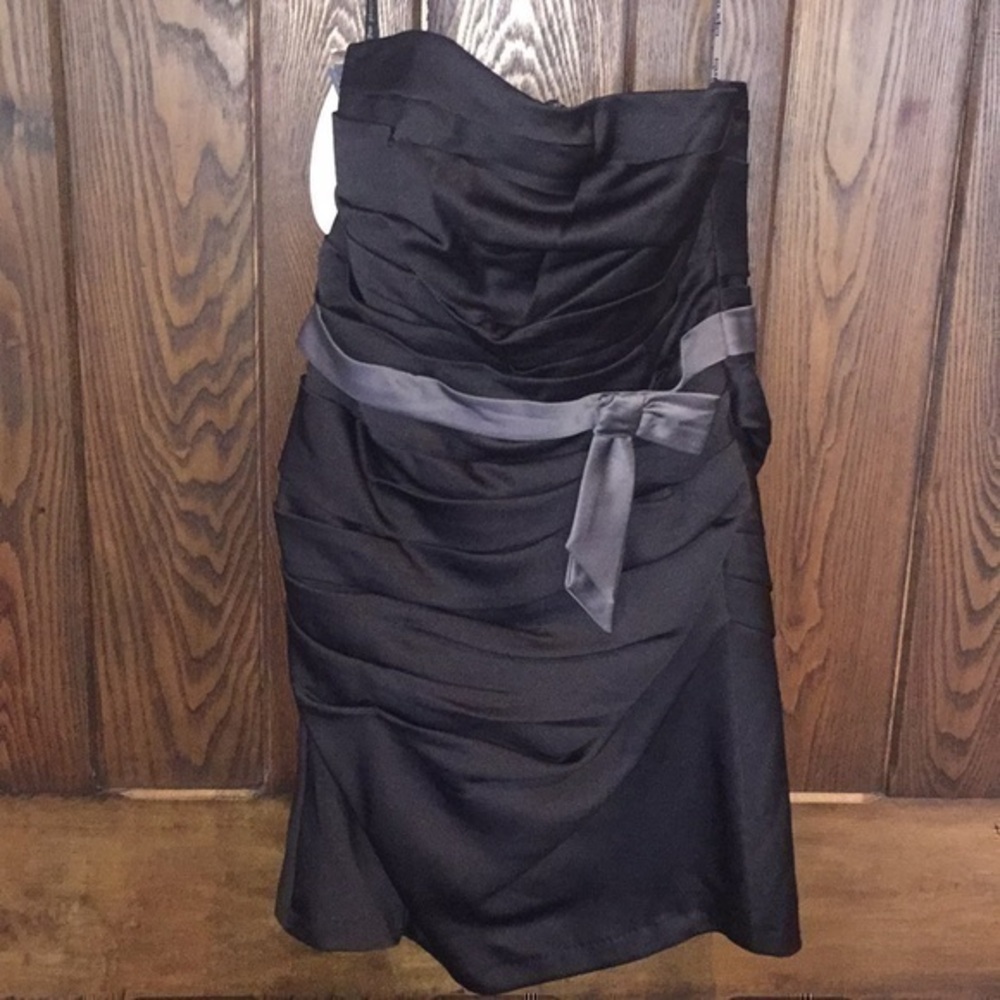 Alfred Angelo Black Gray belted Cocktail DRESS NWT